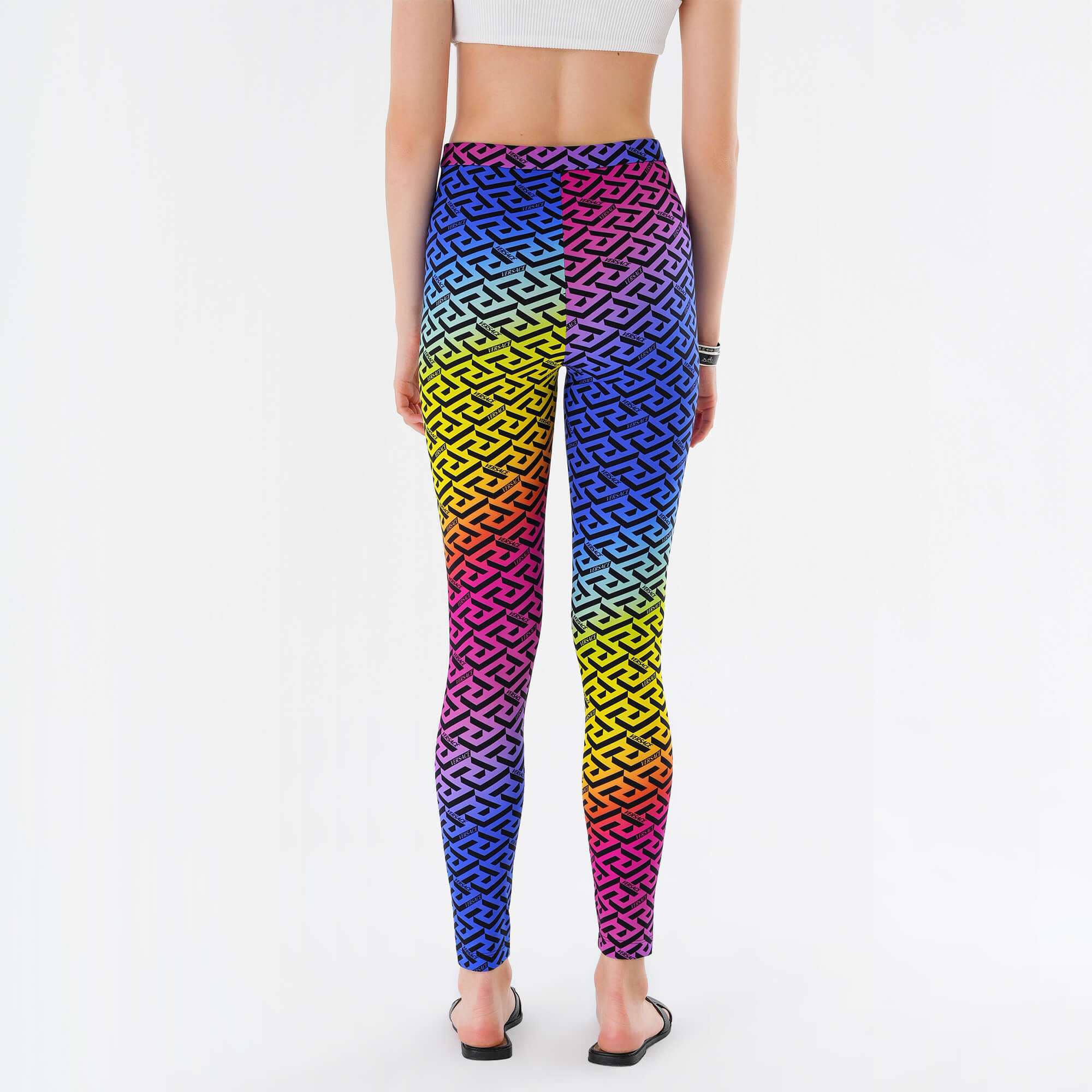 Versace- Multicolor Logo Patterned Leggings IT42